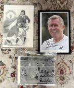 Alex Ferguson signed picture together with a signed George Best picture and a signed Dennis Law