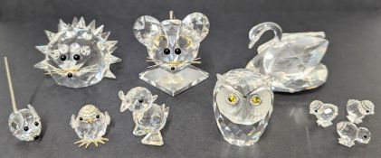 Swarovski Crystal Glass, a collection of animals, to include 'Ducklings', 'Mouse', etc, all