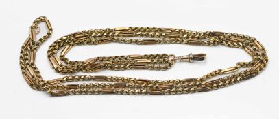 A yellow gold watch chain marked 10ct, approx length 52cm, approx 49g,