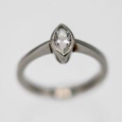 A platinum oval shaped diamond single stone ring, size J/K.