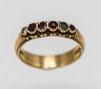 A 9ct gold 'Regards' ring set with gem stones, approx 3.7g, size P.