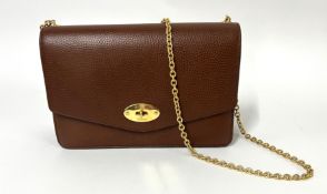 Mulberry, a small Darley shoulder bag in tan brown leather with yellow gold chain, with dust bag (