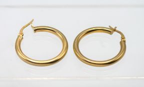 A pair of 9ct yellow gold hoop earrings, approx 2.27g