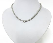 An impressive 18ct white gold diamond line Necklace, set with one hundred and thirty one diamonds,