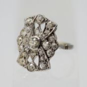 A fine Art Deco style diamond 'Plaque' ring set in platinum, size L/M.