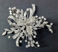 A fine 18k white gold diamond spray brooch, marked C.C.K., approx 17.40g.