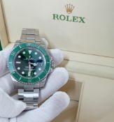 Rolex, a gents 2015 Oyster Perpetual Submariner 'HULK' date wristwatch, with green bezel and dial,