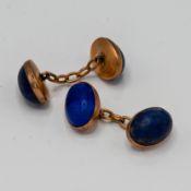 A pair of 9ct gold and blue lapis cufflinks, approx 8.5g