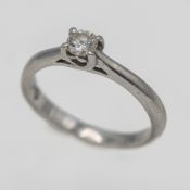 The Leo Diamond, a platinum set solitaire ring, marked 162809, 0.18, size I/J.
