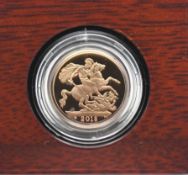 A British Royal Mint Queen Elizabeth II 2018 gold proof full sovereign coin, in a fitted case