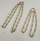 Two 9ct yellow gold chains, total weight 22.5g.