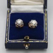 A fine pair of diamond stud earrings, total approx diamond weight 2.47 carats.