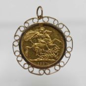 A Victoria 1887 Jubilee Two Pound gold coin, mounted in 9ct gold as a pendant, 21.90g.