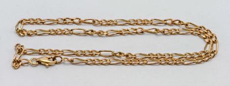 A 9ct yellow gold Figaro link chain, approx 7.2g, length 42cm.