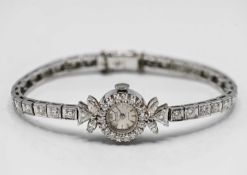 A ladies 18ct Incabloc and diamond set bracelet watch, 33.50g.