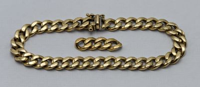 A 14ct yellow gold link bracelet with extra link. 26.4g, stamped 585.