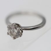A certified diamond solitaire ring, set in platinum, diamond weight 1.30ct,