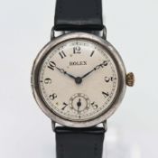 Rolex, a gents vintage silver cased wristwatch, with arabic dial, sub seconds, 32mm.