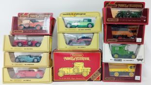 Matchbox Yesteryear, twelve models to include Y-1 Jaguar SS100, Y-4 Model J Duesenberg, Y-18 Cord
