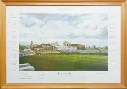 Peter Martin, a limited edition print of Lancashire County Cricket Club 'Old Trafford' 2002, 52/600,