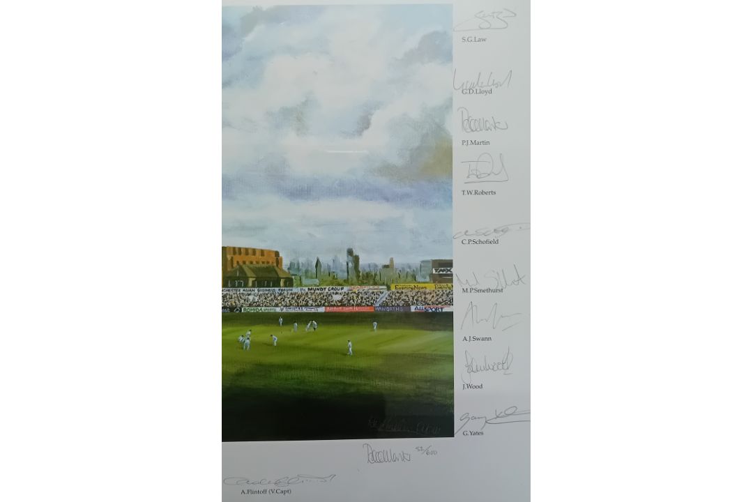 Peter Martin, a limited edition print of Lancashire County Cricket Club 'Old Trafford' 2002, 52/600, - Image 3 of 3