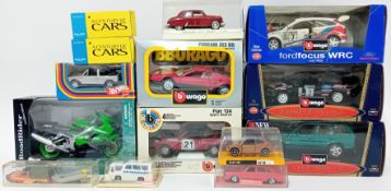 Burago, five 1.24 scale models, together with a Hot Wheels golf convertible, Majorette Air France