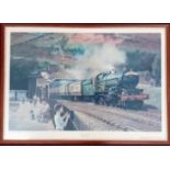 Three locomotive prints, to include Philip D. Hawkins, 'Exeter St Davids', and 'Sunshine and Steam',
