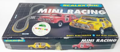 Scalextric, mini racing track, boxed, to include Mobil Mini Cooper and Elf Mini Cooper.
