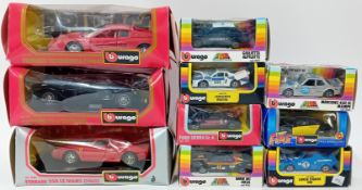 Burago, a large collection of 1.24 and 1.43 scale, to include 1540 Ferrari Testarossa, 0123 Datsun