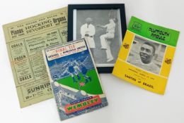 Plymouth Argyle, a souvenir program Wednesday March 14 1973, versus Santos of Brazil, signed by