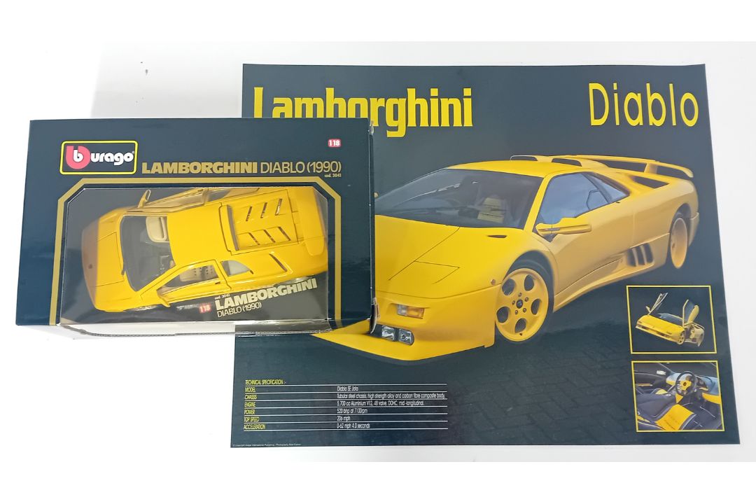 Burago, Lamborghini Diablo (1990), boxed, together with a laminated poster. (2)