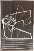 Peter Thursby (British, 1930-2011), a chalk on black paper sculptural sketch, signed lower right and