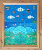 Brian Pollard (1946-) acrylic on board, 'Eden Project', signed lower right, framed, overall size