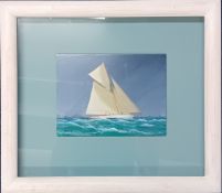 Tim Thompson (British, 1951-), two oil on board seascapes with yachts, signed, framed and glazed,
