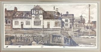 Fred Yates (British, 1922-2008) oil on board 'Red Herring / The Ship Inn, Lymington', signed 'YATES'