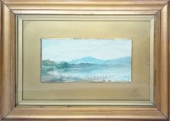 Attributed to Percy French (Irish, 1854-1920), watercolour of a lake scene,
