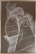 Peter Thursby (British, 1930-2011), a chalk on black paper sculptural sketch, signed lower right and
