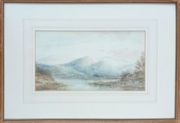 Alexander Williams RHA (Irish, 1846-1930), watercolour of a mountainous lake scene, signed faintly
