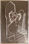 Peter Thursby (British, 1930-2011), a chalk on black paper sculptural sketch, signed lower right and
