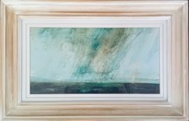 Anthony Amos (British, 1950-2010), oil on board, seascape, signed on a label verso, framed and