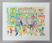Fred Yates (British, 1922-2008) limited edition print 'Café de Paris', 20/95, subject size approx