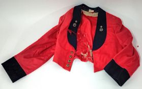 A WWI First World War Royal Marines officers Mess Dress, of scarlet velvet by Trayler & Co. Ltd.,