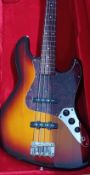 Fender Jazz Bass guitar, A027257, cased (one clasp broken), protective cover on pick guard needs