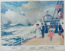 A railway and steamer poster for channel crossings, circa 1910, 'Dover to Calais - 60 minutes',