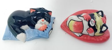 Lorna Bailey (1978-), two cats, 'Catnap' 30/75 2002, 'Valentines Cats on a Heart 'Sweet Dreams''. (