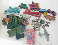 A collection of model toys, to include Dinky, Matchbox, tin animals, etc.