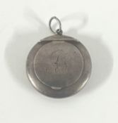 A small silver George V compact with mirror, date 1918-19, Birmingham, with engraved initials.