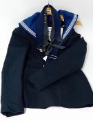 A Royal Navy 'Cracker Jack' Midshipman 'Middy' jacket and trouser set with scarf, size 100R,