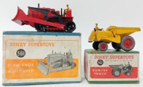Two vintage Dinky Supertoys models, to include Blaw Knox Bulldozer 561, and Dumper Truck 562, made