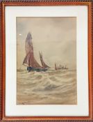 William Cannon (British, b.1840), watercolour ship at sea, signed lower left and dated 1911,